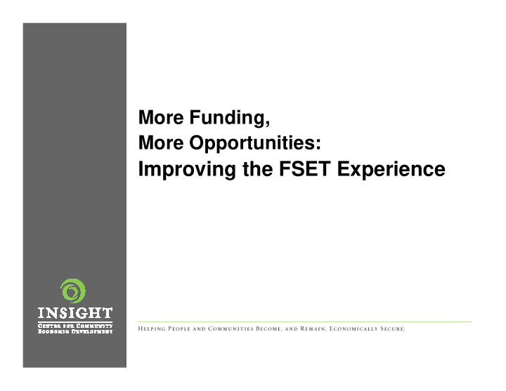 improving the fset experience presenters