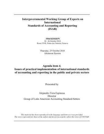 of accounting and reporting in the public and private sectors  Presented by  Alejandro Vera