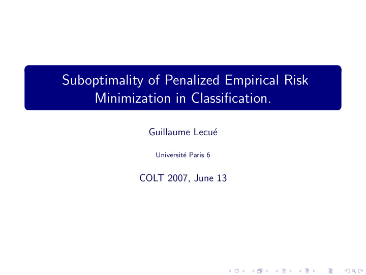 suboptimality of penalized empirical risk minimization in