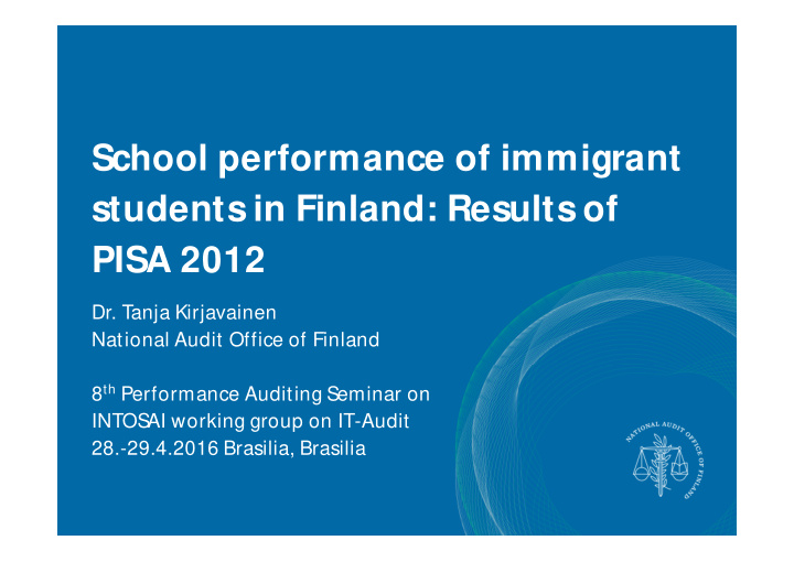 school performance of immigrant students in finland