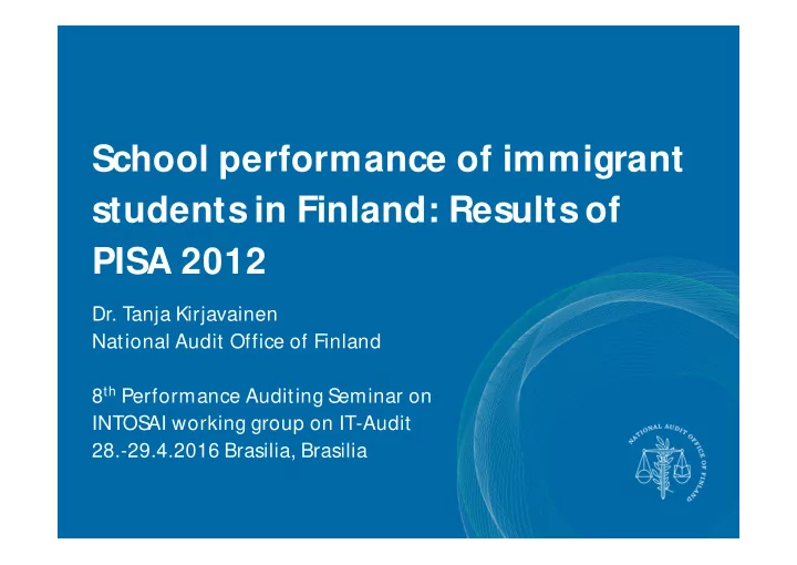 school performance of immigrant students in finland