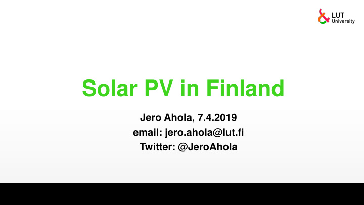 solar pv in finland