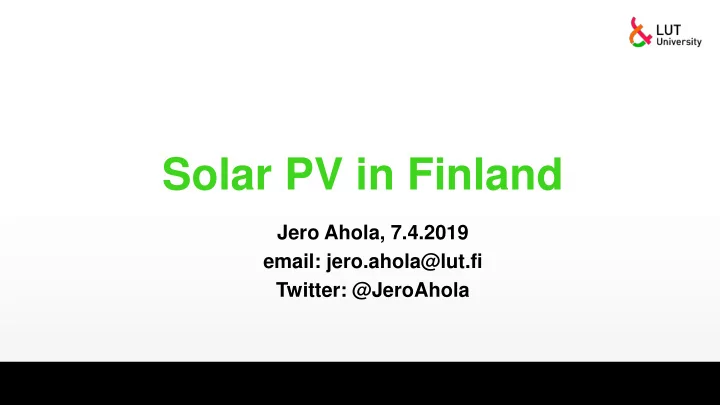 solar pv in finland