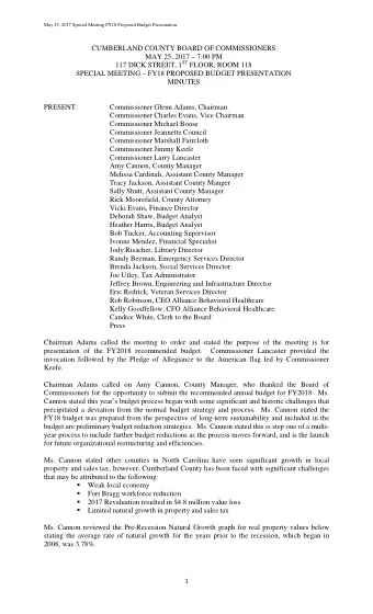 CUMBERLAND COUNTY BOARD OF COMMISSIONERS  MAY 25, 2017  7:00 PM 117 DICK STREET, 1 ST FLOOR,
