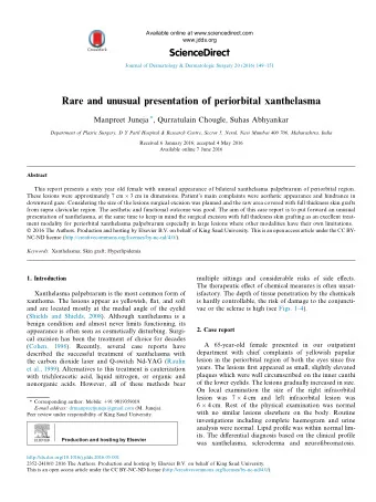 Rare and unusual presentation of periorbital xanthelasma Manpreet Juneja  , Qurratulain Chougle,