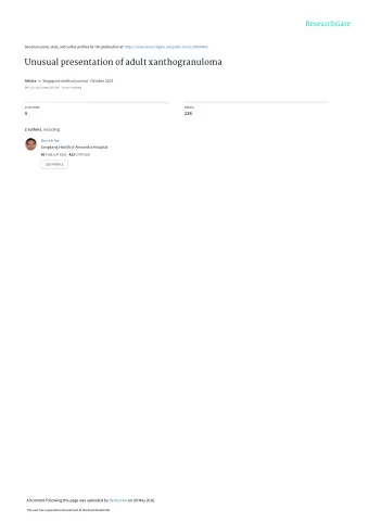 Unusual presentation of adult xanthogranuloma Article in Singapore medical journal  October 2013