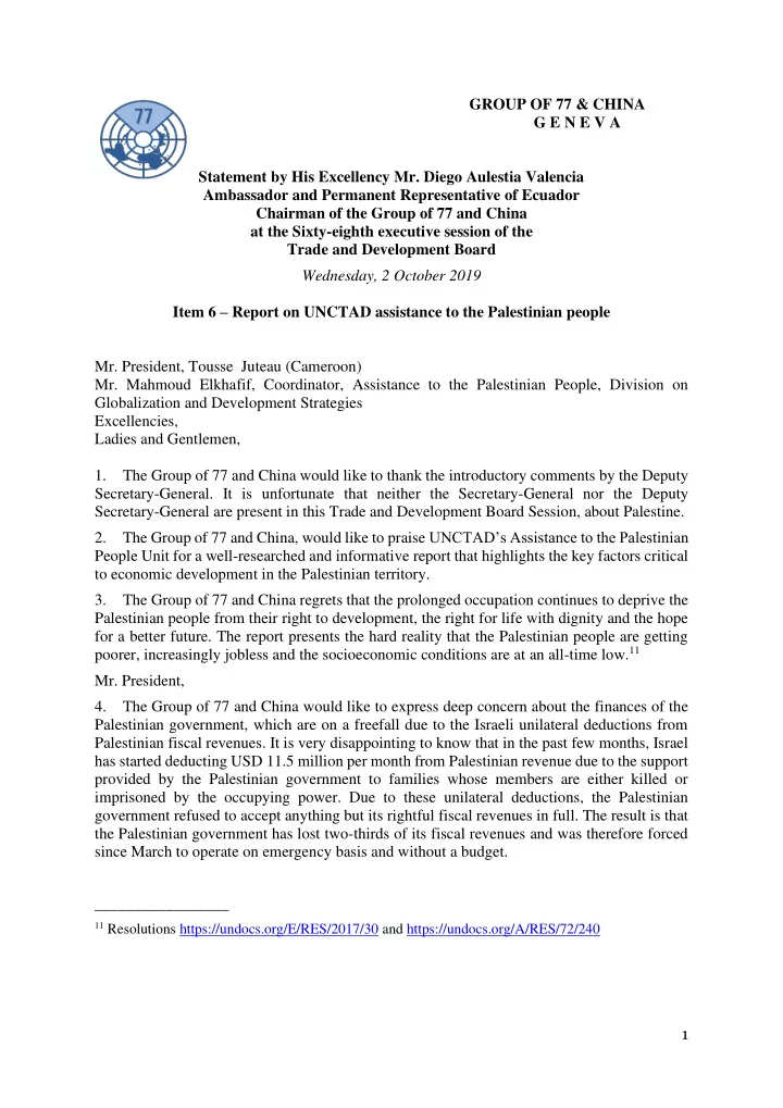 group of 77 china g e n e v a statement by his excellency