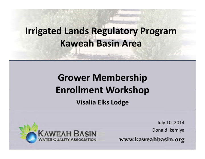 irrigated lands regulatory program irrigated lands