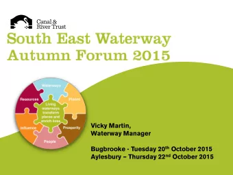Vicky Martin,  Waterway Manager Bugbrooke - Tuesday 20 th October 2015 Aylesbury  Thursday 22 nd