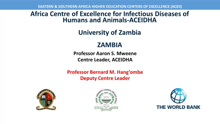 africa centre of excellence for infectious diseases of