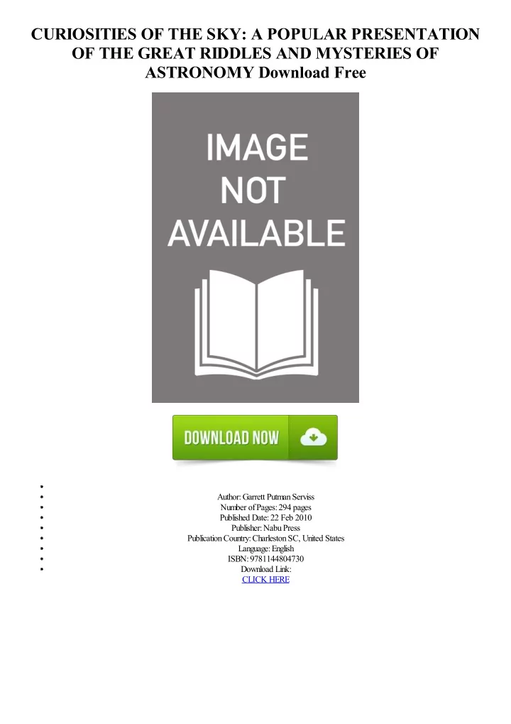 curiosities of the sky a popular presentation of the