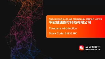 PING AN HEALTHCARE AND TECHNOLOGY  COMPANY LIMITED