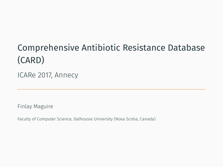 comprehensive antibiotic resistance database card