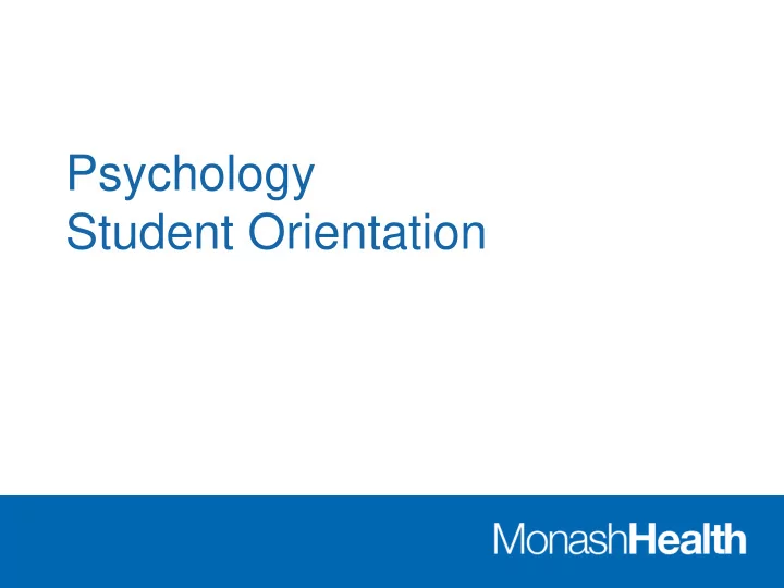 student orientation monash health