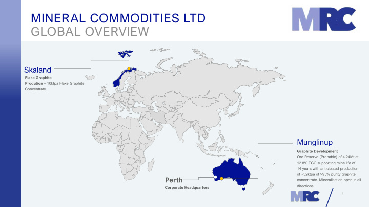 mineral commodities ltd global overview