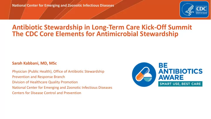 antibiotic stewardship in long term care kick off summit
