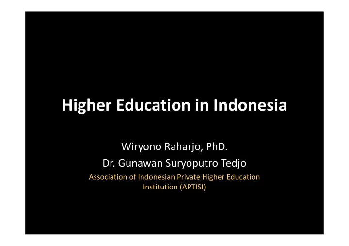 higher education in indonesia