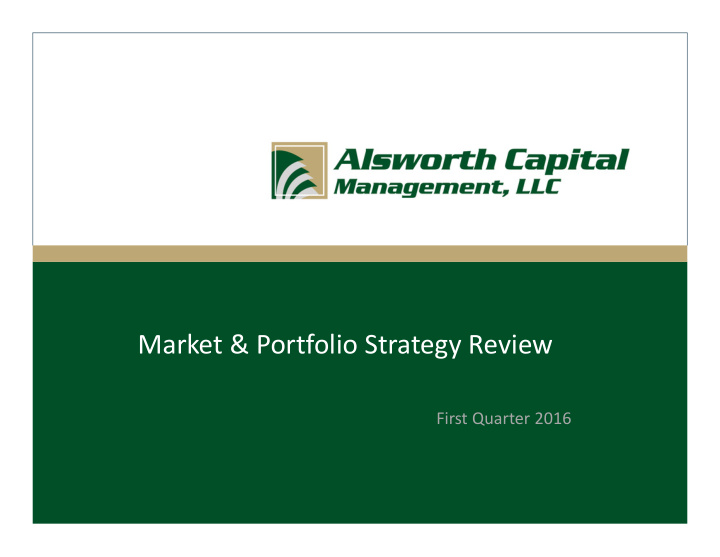 market portfolio strategy review