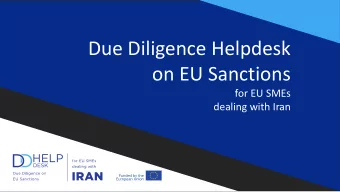 Due Diligence Helpdesk  on EU Sanctions  for EU SMEs  dealing with Iran  Background  The Joint