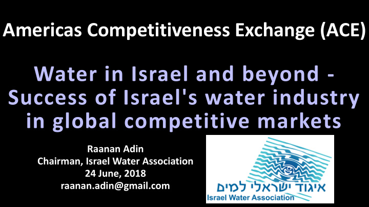 success of israel s water industry