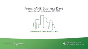French-ANZ Business Days November 10 th to November 13 th 2020  FACCI Business Forum,  a brief