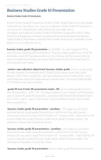 Business Studies Grade 10 Presentation  Business Studies Grade 10 Presentation  Business Studies