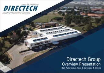 Directech Group  Overview Presentation  Rail, Automotive, Food &amp; Beverage &amp; Mining  Group