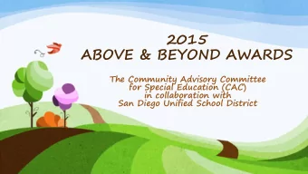 2015  ABOVE &amp; BEYOND AWARDS  The Community Advisory Committee  for Special Education (CAC)  in