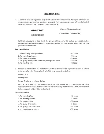 1. A seminar is to be organized as part of 'Ozone day' celebrations. As a part of which an