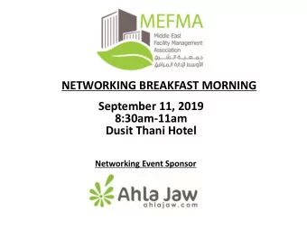 Dusit Thani Hotel  Networking Event Sponsor  FM Industry Market Pulse  Hosted by the MEFMA