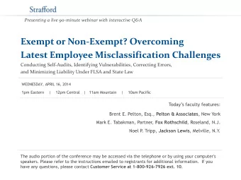 Exempt or Non-Exempt? Overcoming  Latest Employee Misclassification Challenges  Conducting