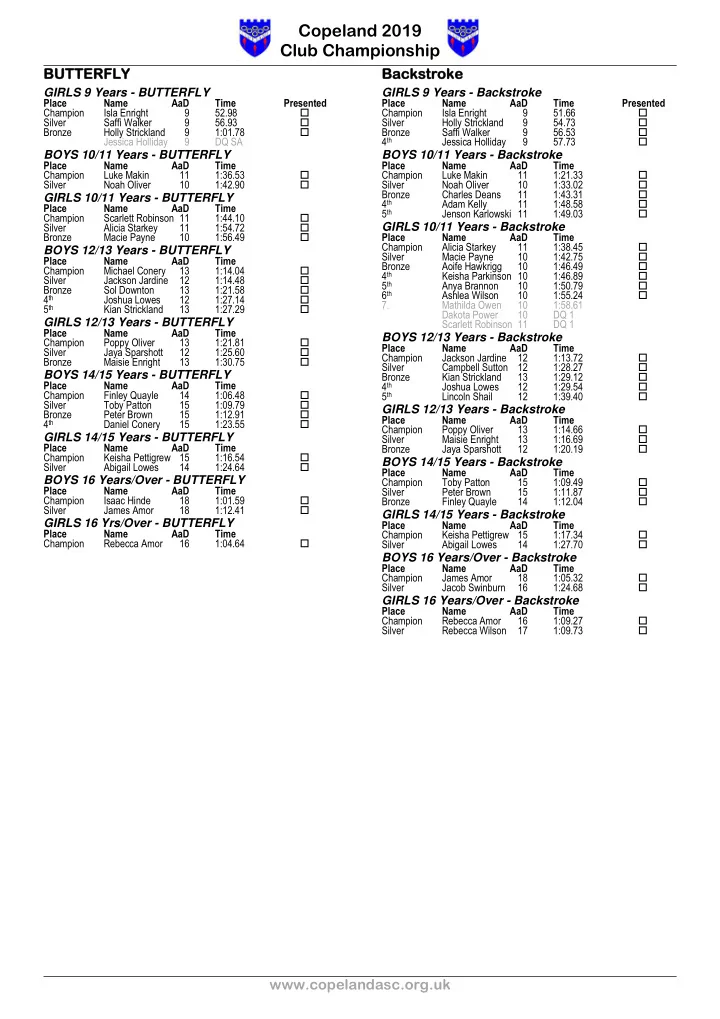 copeland 2019 club championship