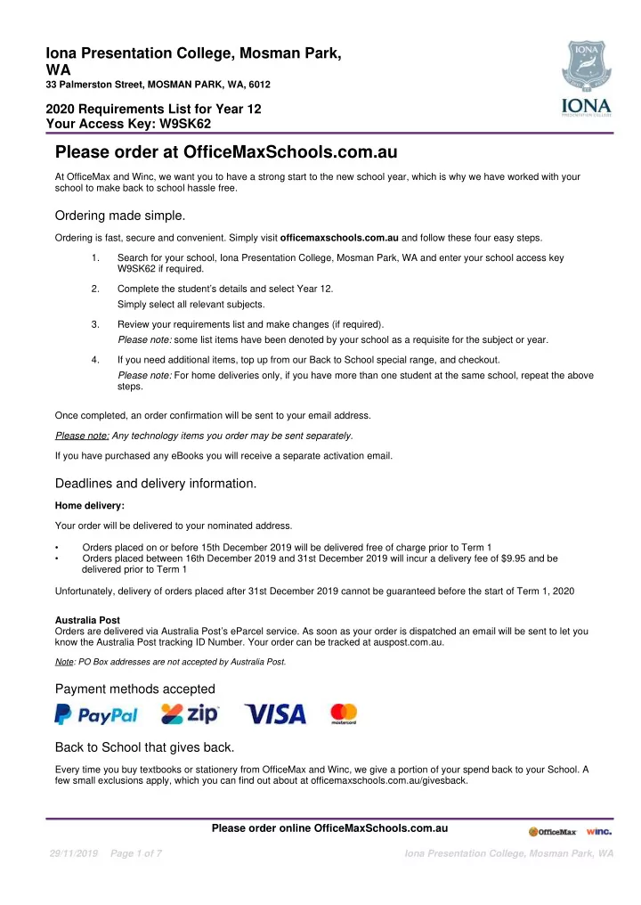 please order at officemaxschools com au
