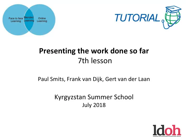 presenting the work done so far 7th lesson