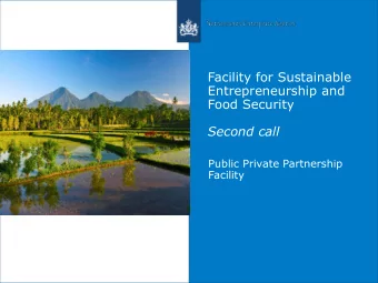 Second call  Public Private Partnership  Facility  Facility for Sustainable  Entrepreneurship and