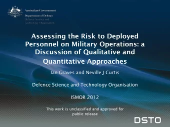 Quantitative Approaches  Ian Graves and Neville J Curtis  Defence Science and Technology