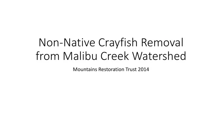 non native crayfish removal
