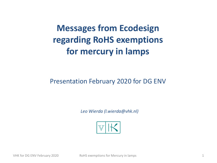 messages from ecodesign regarding rohs exemptions for