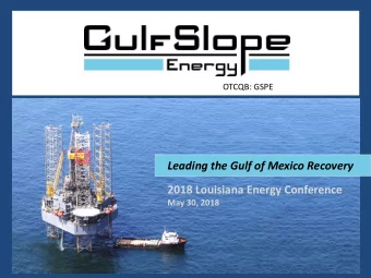 Leading the Gulf of Mexico Recovery  2018 Louisiana Energy Conference  May 30, 2018  Forward