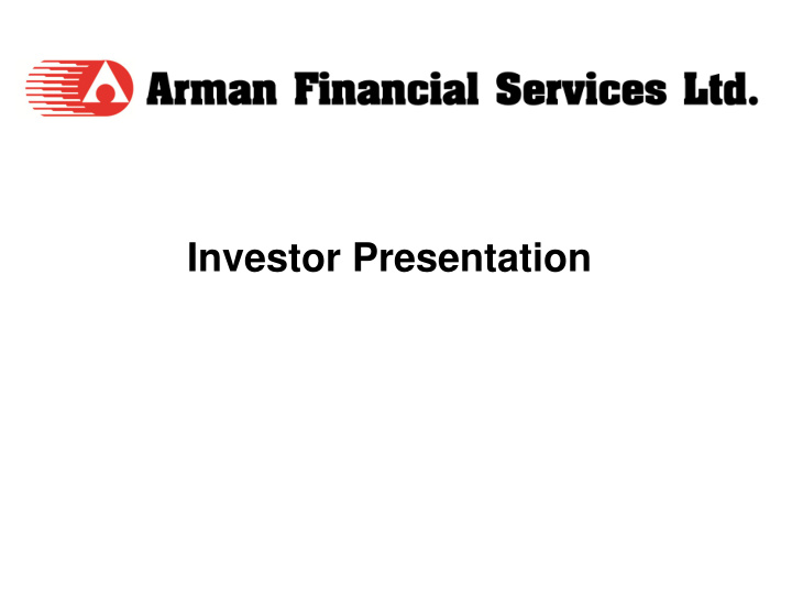 investor presentation brief history
