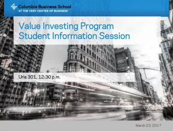 Value  ue Inv  nvestin  ting  g Prog  ogram  ram  Stud  udent  ent Inf  nfor  ormation  mation