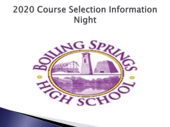 1.  Philosophy  2.  Course Selection Timeline  3.  Boiling Springs requirements for the classes of