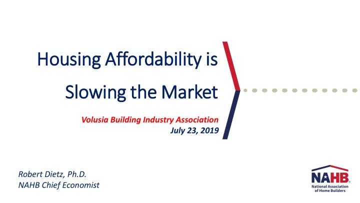 ho housing affordability is is slo lowing th the market