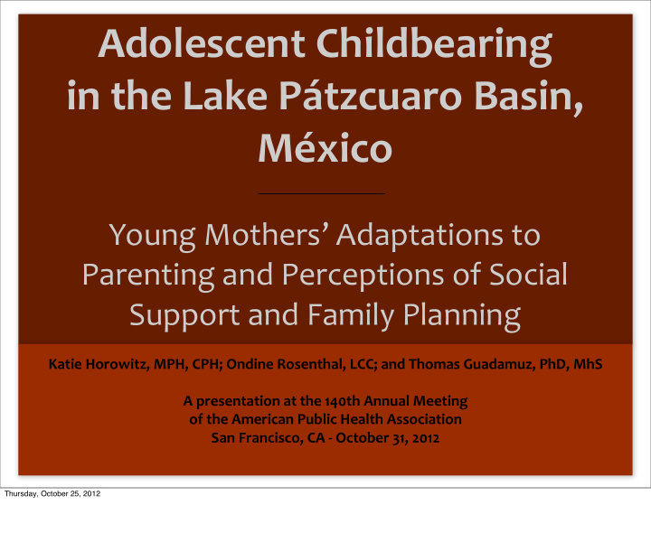 adolescent childbearing in the lake p tzcuaro basin m xico