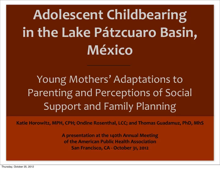 adolescent childbearing in the lake p tzcuaro basin m xico