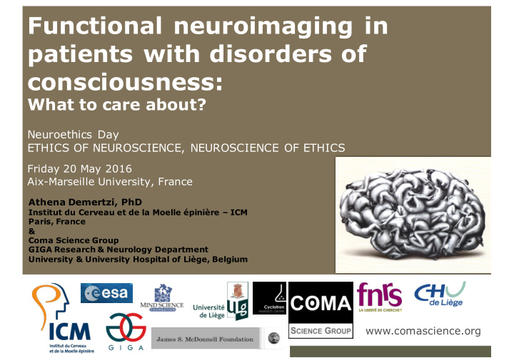 functional neuroimaging in patients with disorders of