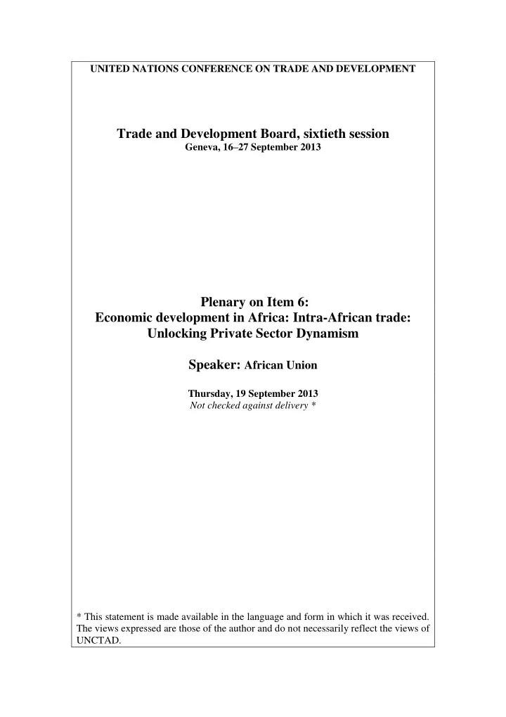 trade and development board sixtieth session