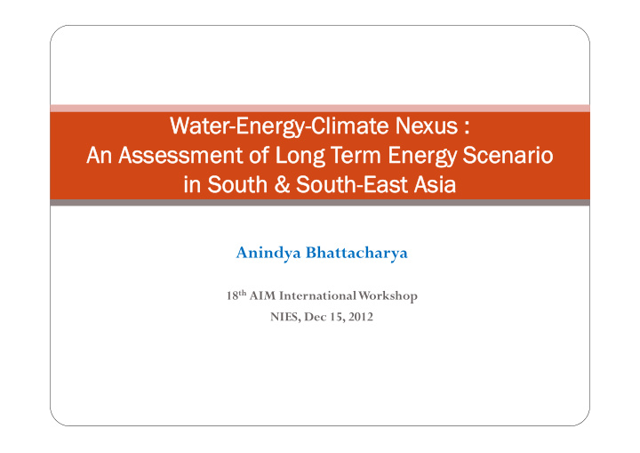 wate ter energy climate te n nexus an assessment of long