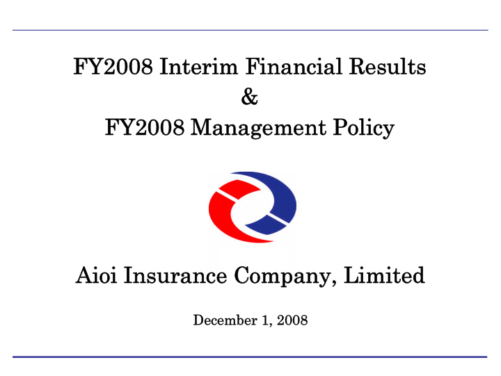 fy2008 interim financial results fy2008 interim financial