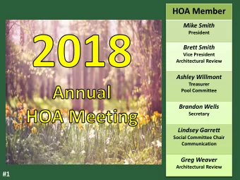 Secretary  Lindsey Garrett  Social Committee Chair  Communication  Greg Weaver  Architectural